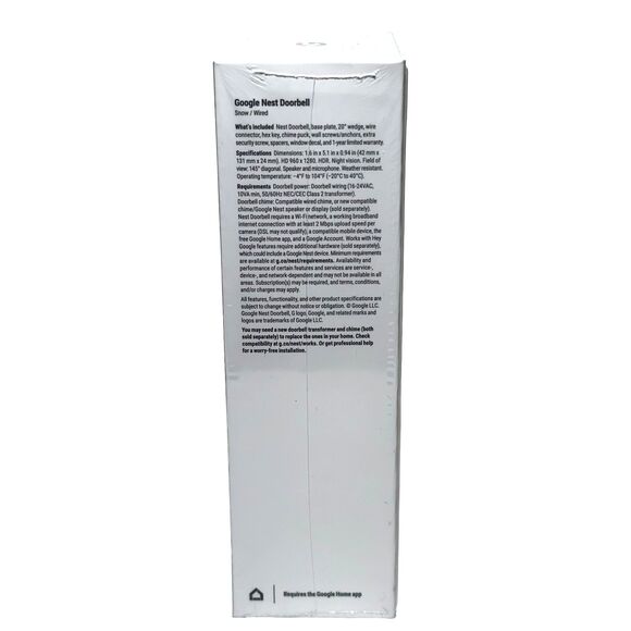 Google Nest Doorbell 2nd Gen Wired (Snow) Smart Video Doorbell NEW SEALED - Picture 6 of 6